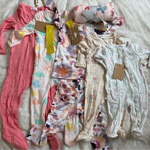 Angel Dear 6 piece Bundle – NWT Pajamas + Swaddle – Sizes Newborn–18M